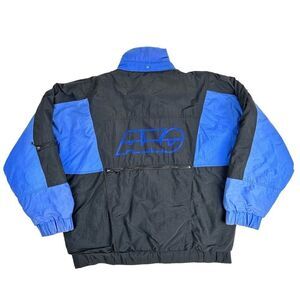 Vintage AXO Motocross Racing Jacket Bomber Black Blue XL